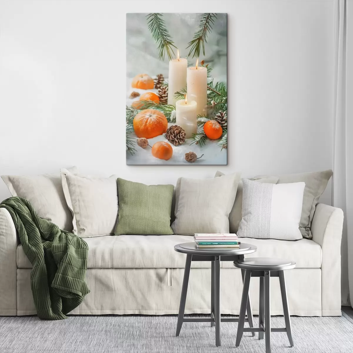  Schilderijen Kaarsen, mandarijnen en dennenappels s46615