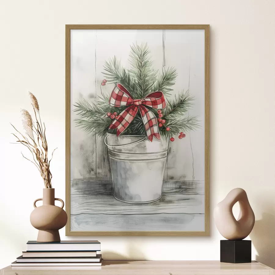 Fotobehang Kerstboom in een pot f46608