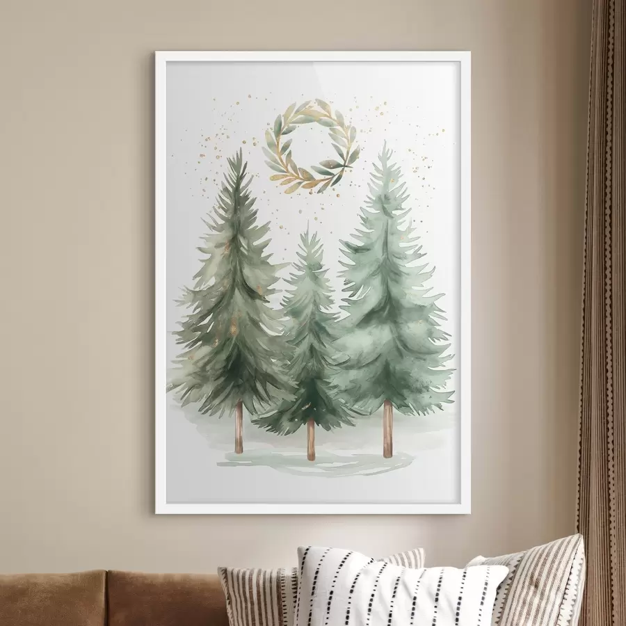 Fotobehang Kerstbomen f46609