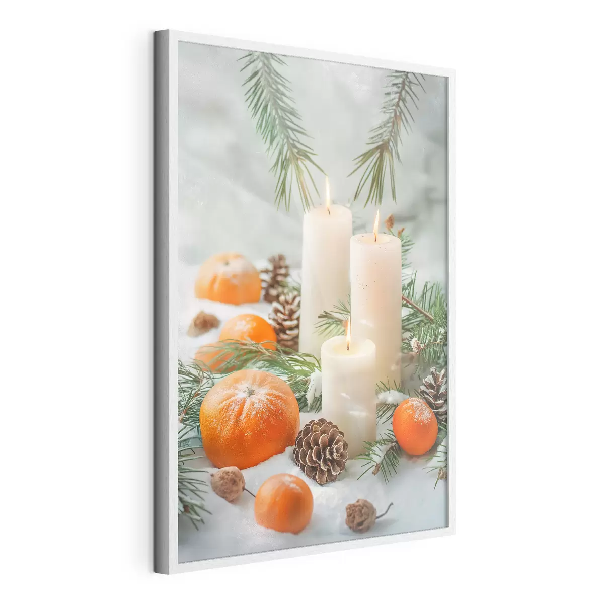 Poster Kaarsen, mandarijnen en dennenappels f46615