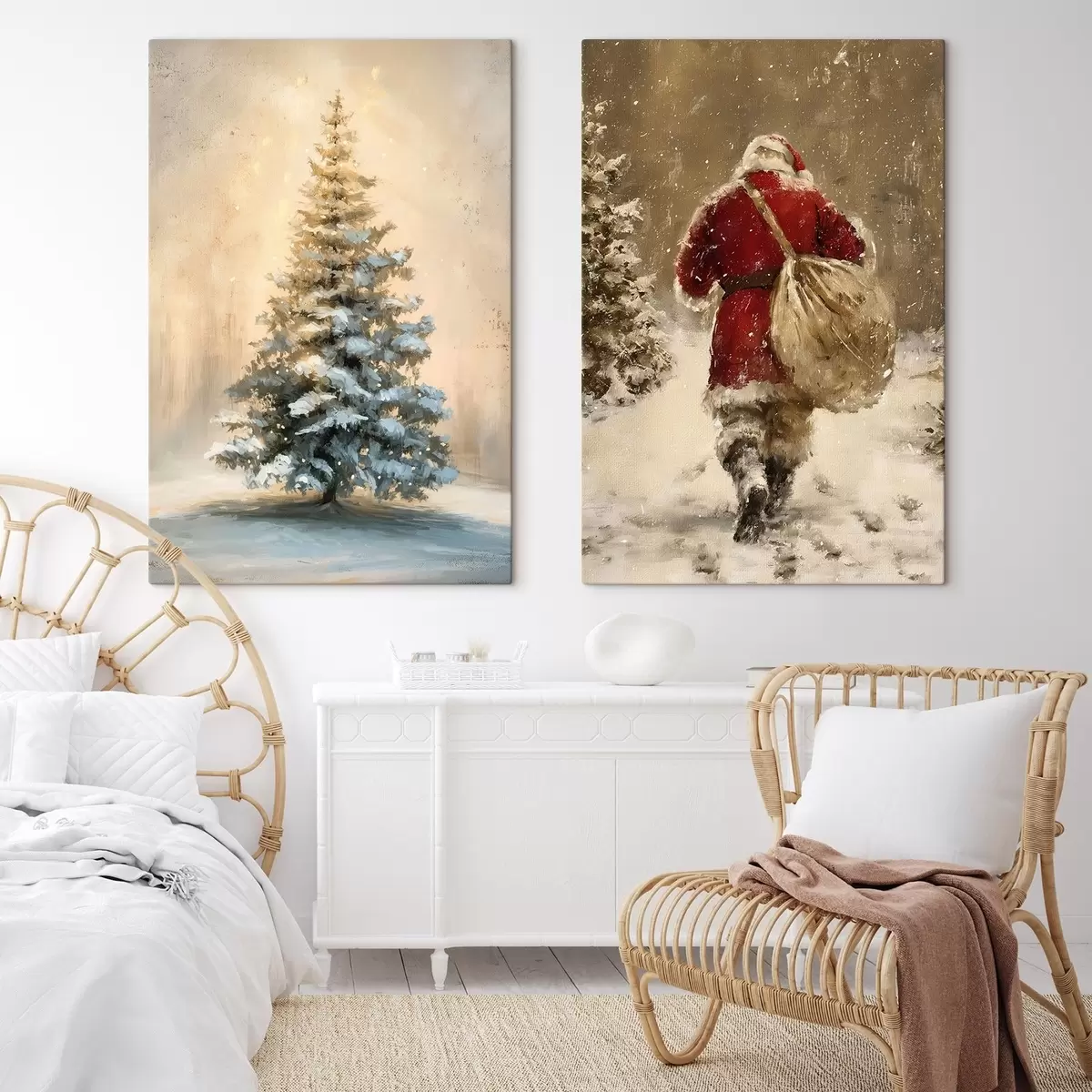  Schilderijen Kerstman en kerstboom m00956