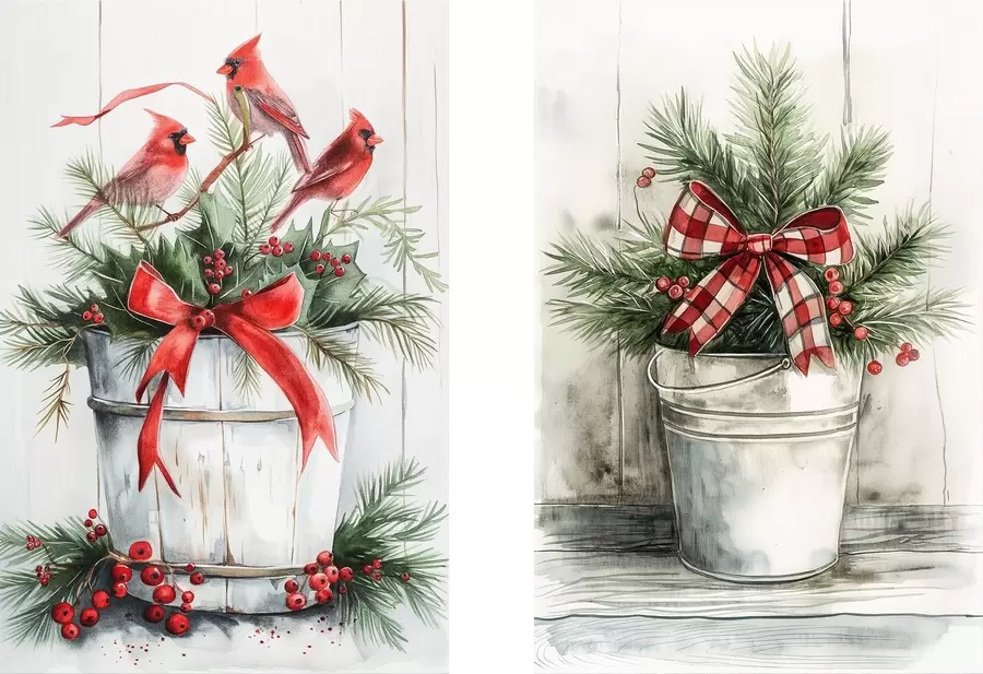  Schilderijen Kerstpotten m00959