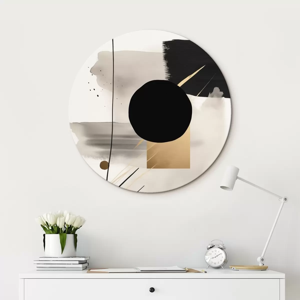 Ronde schilderijen Abstracties met vormen r46572