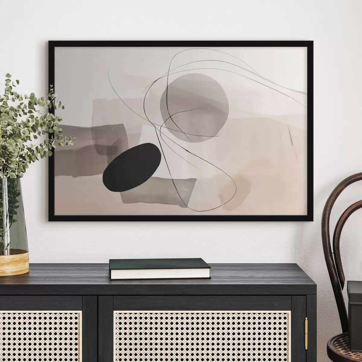 Poster Abstracte vormen met lijnen f46455