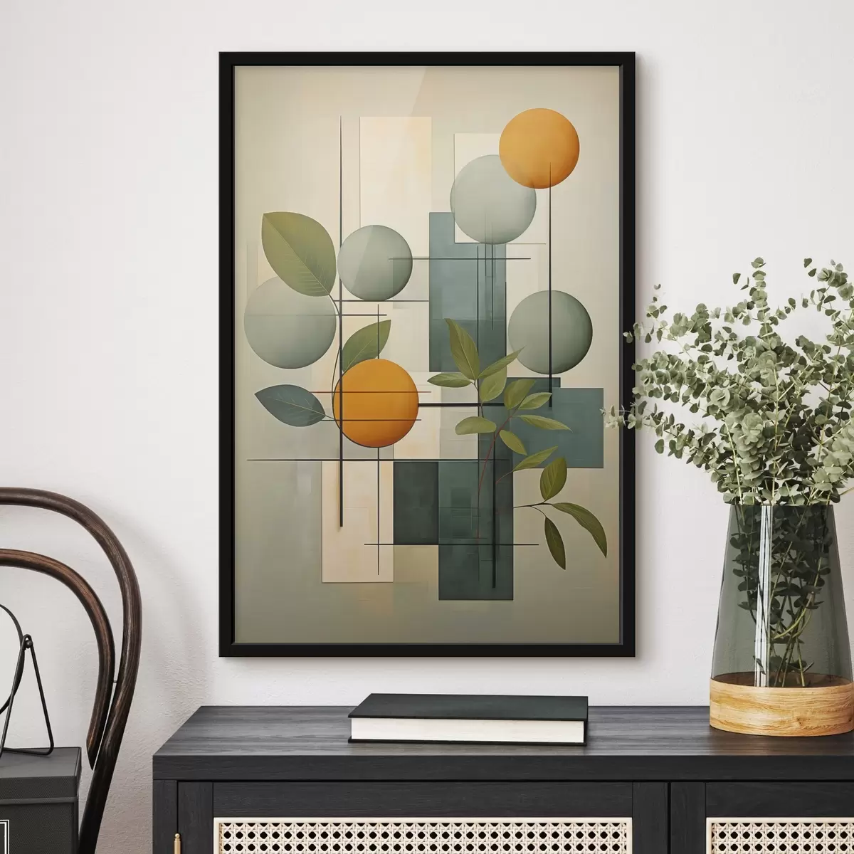 Poster Geometrische abstractie met planten f46579