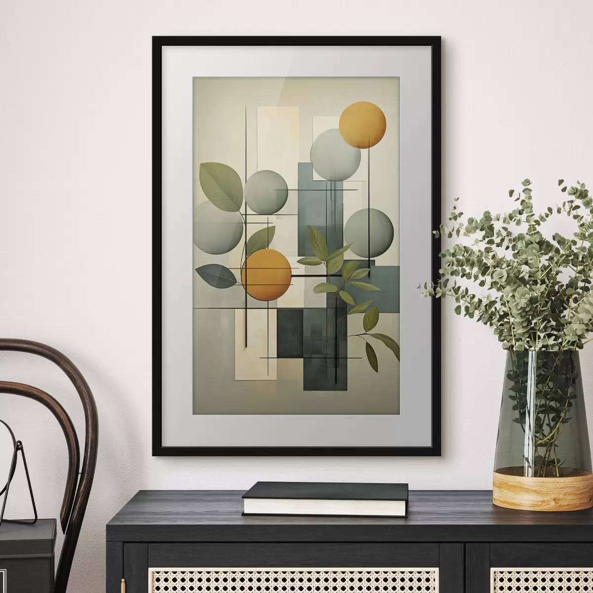 Poster Geometrische abstractie met planten f46579