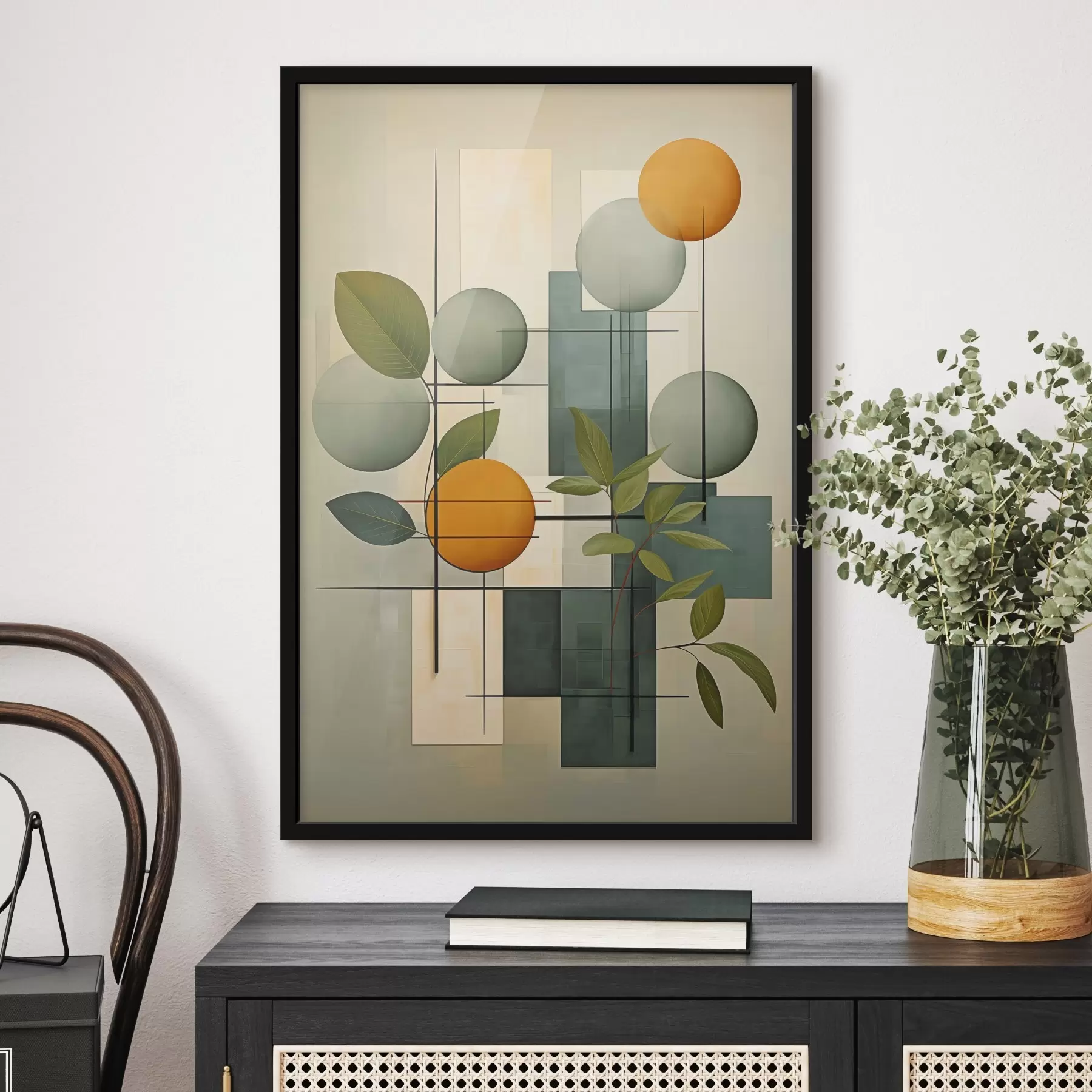 Fotobehang Geometrische abstractie met planten f46579