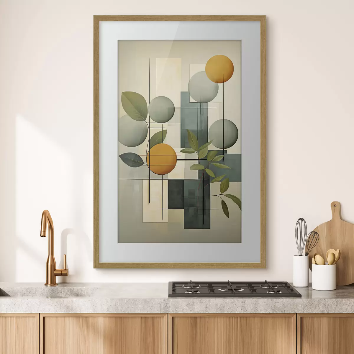 Poster Geometrische abstractie met planten f46579
