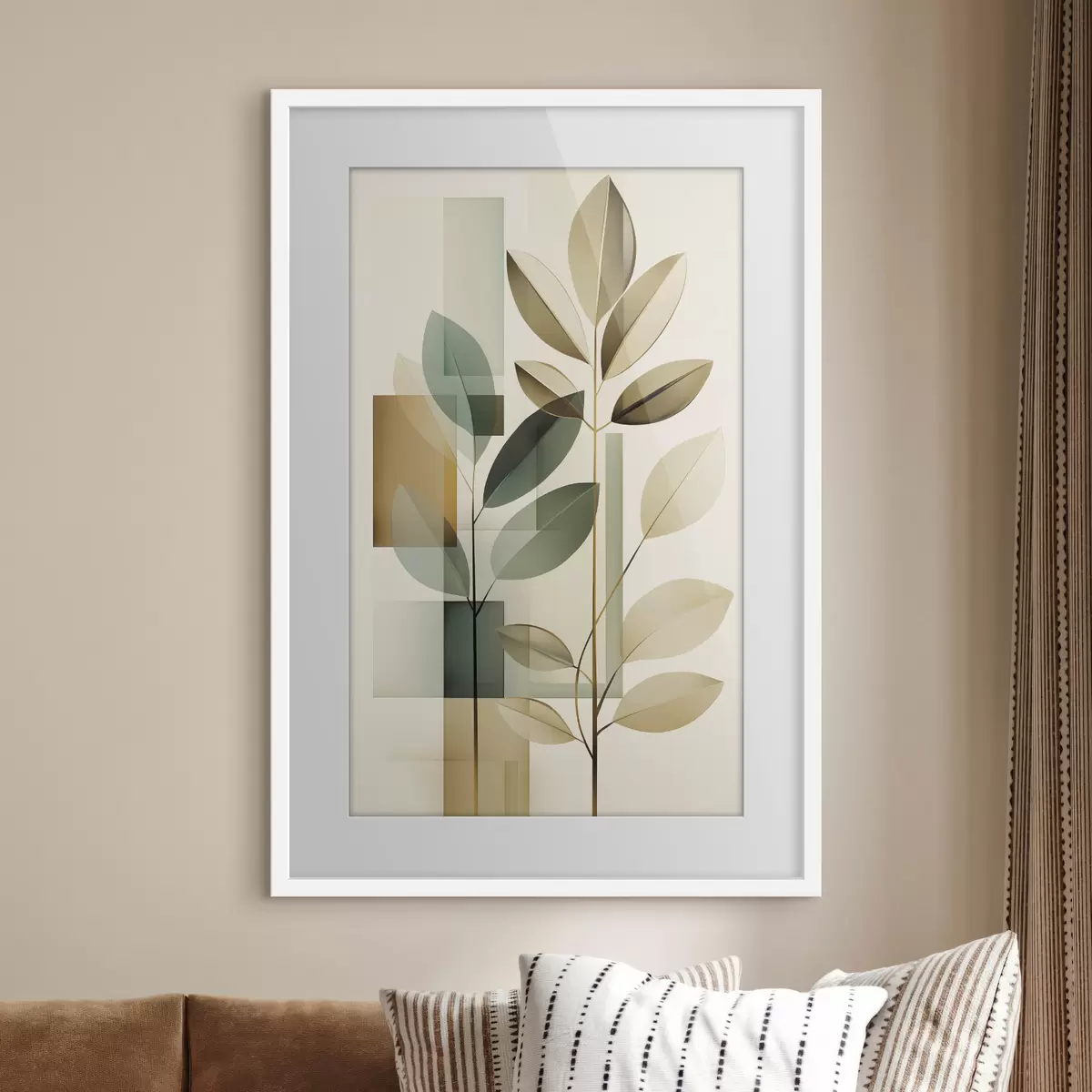 Poster Geometrische abstractie met bladeren f46581