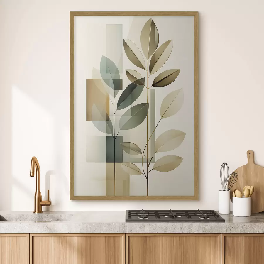 Fotobehang Geometrische abstractie met bladeren f46581