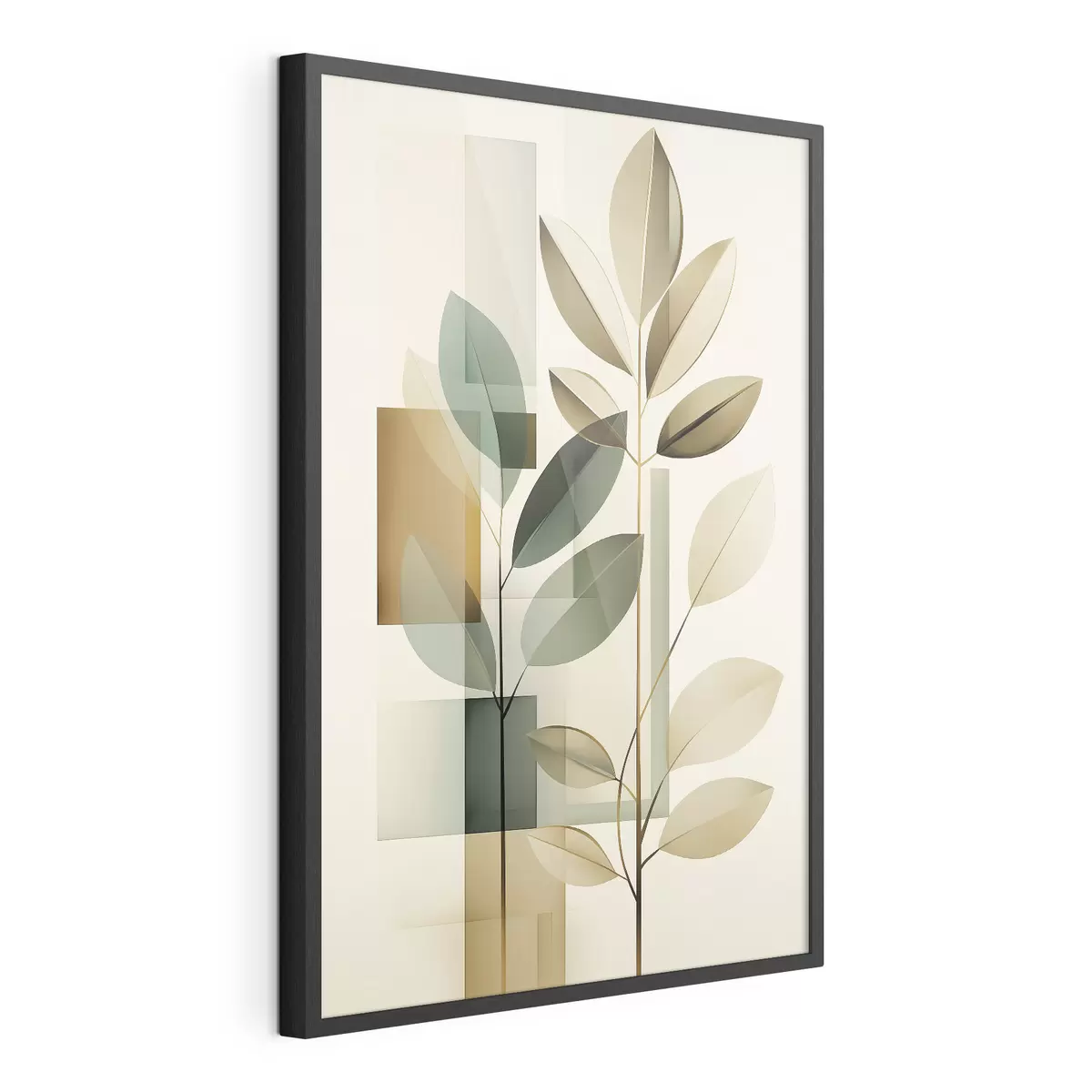 Poster Geometrische abstractie met bladeren f46581