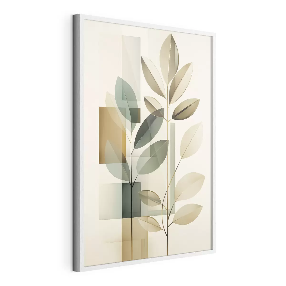 Poster Geometrische abstractie met bladeren f46581