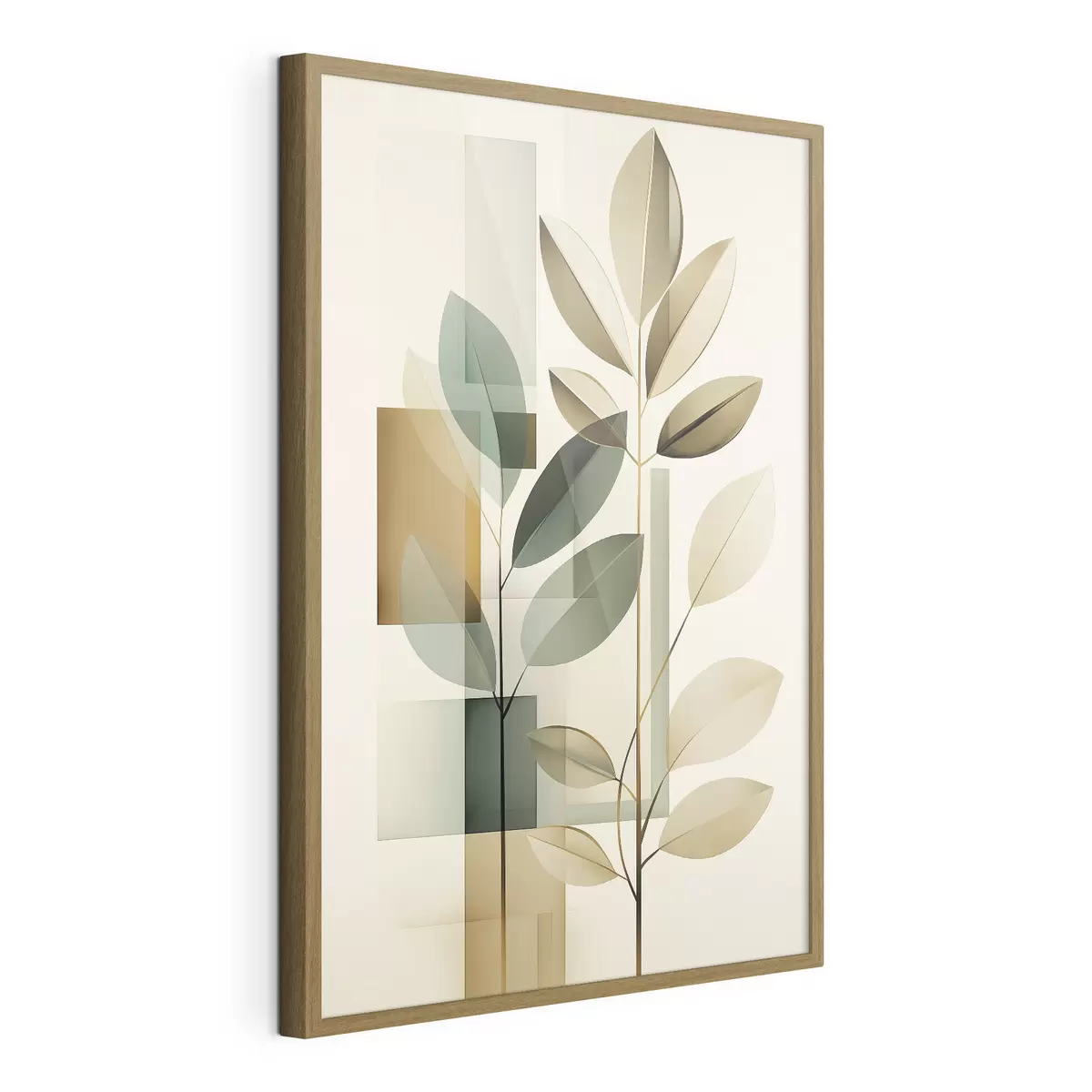 Poster Geometrische abstractie met bladeren f46581