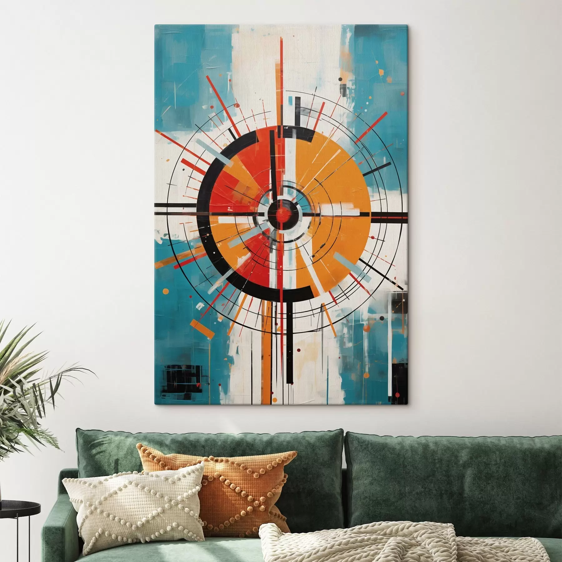 Schilderijen Concentrisch doel met blauwgroene en oranje segmenten s46486