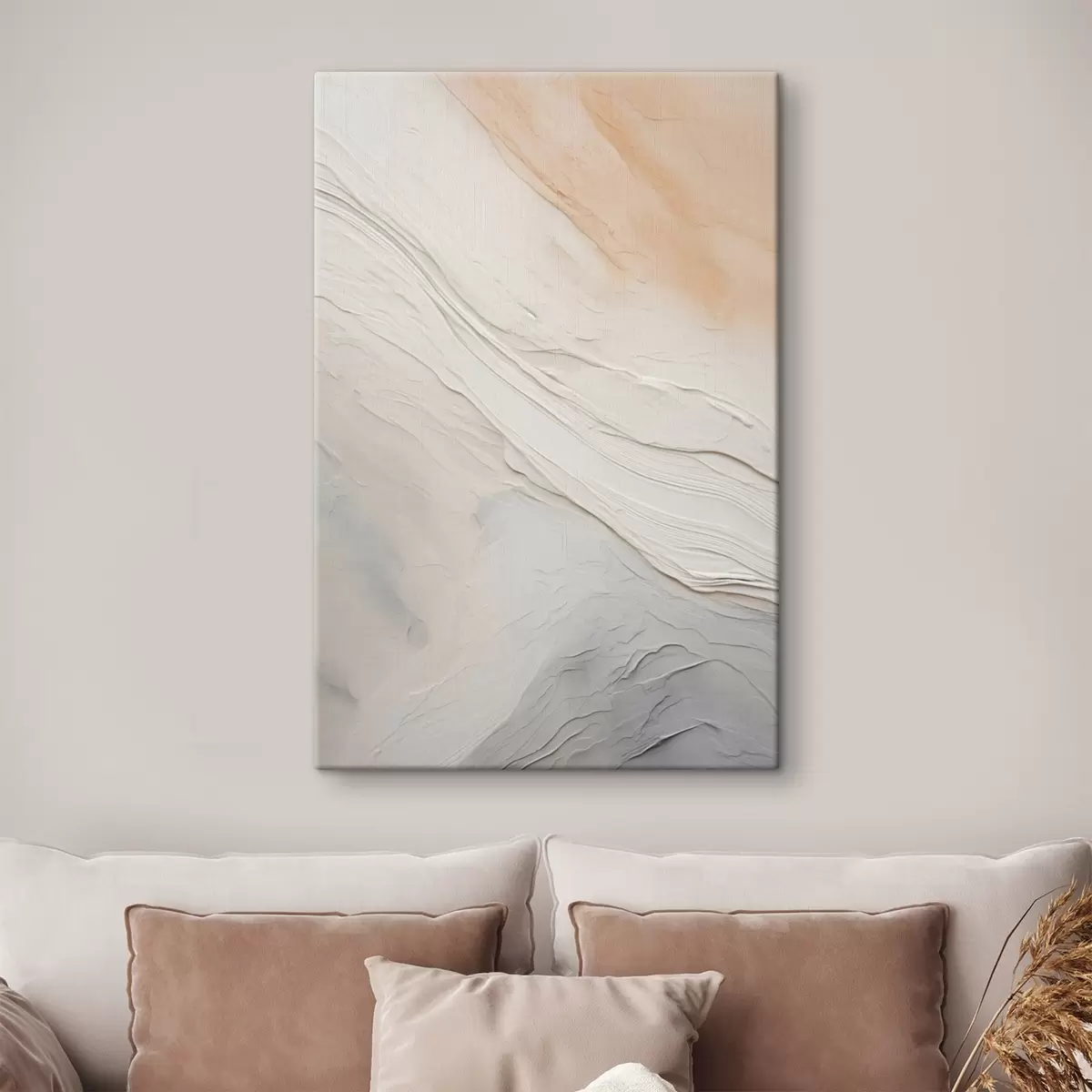  Schilderijen Getextureerde pleistergolven in zachte ivoor- en zandtinten s46510