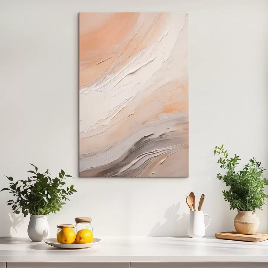  Schilderijen Getextureerd pleisterwerk in warme beige tinten met zacht grijs s46511