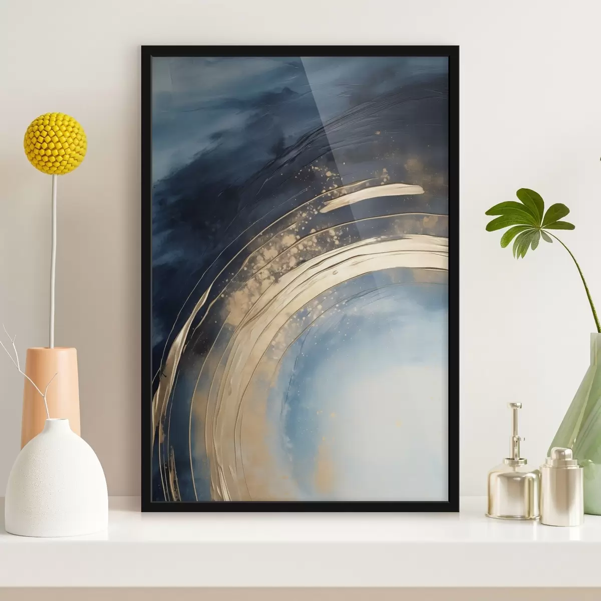 Poster Brede ring met licht midden en gespikkeld glazuur f46488