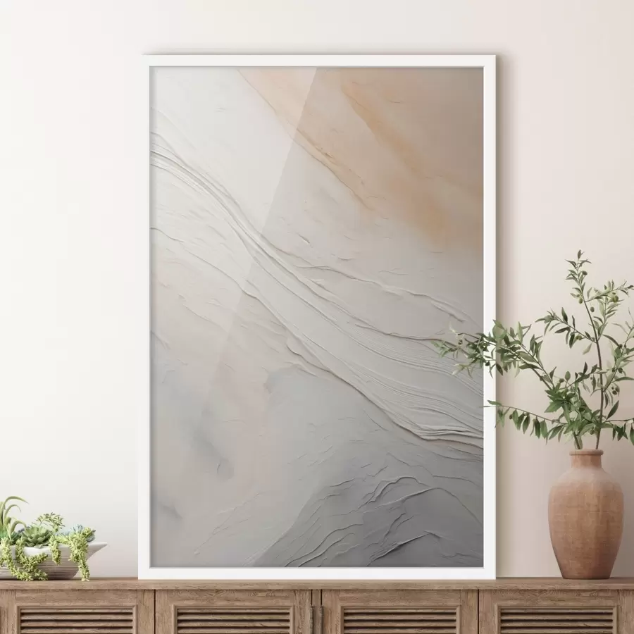 Fotobehang Getextureerde pleistergolven in zachte ivoor- en zandtinten f46510