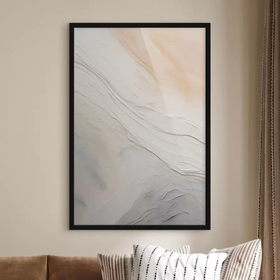 Fotobehang Getextureerde pleistergolven in zachte ivoor- en zandtinten f46510