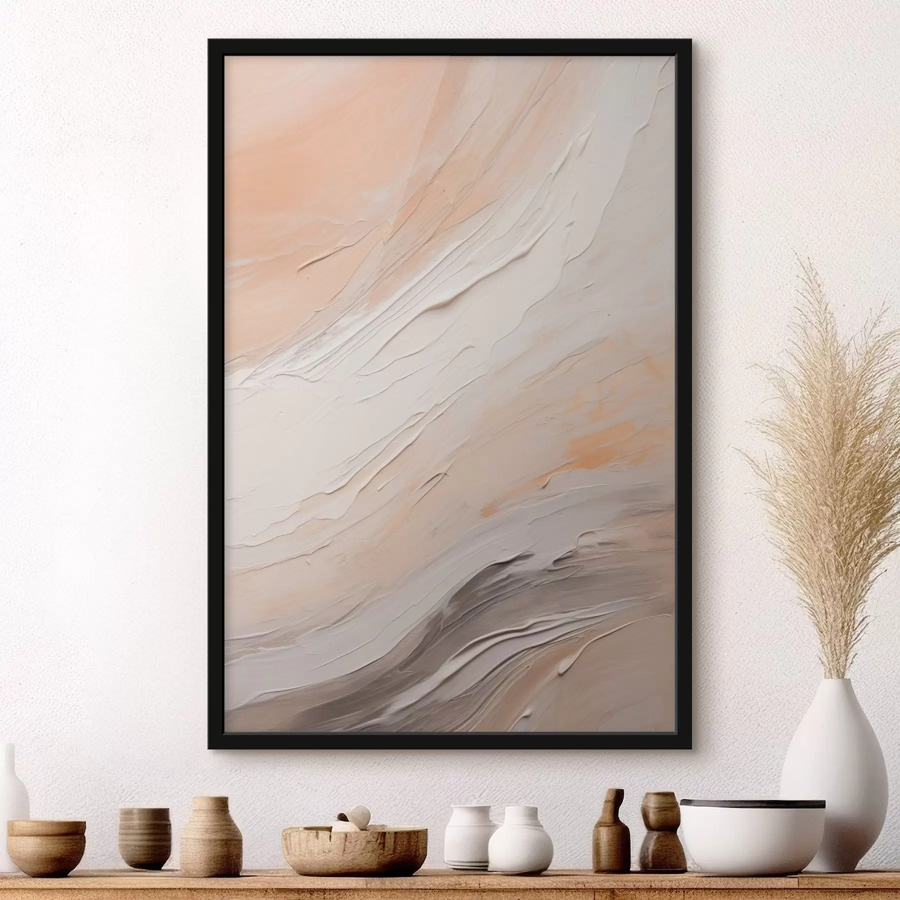 Fotobehang Getextureerd pleisterwerk in warme beige tinten met zacht grijs f46511