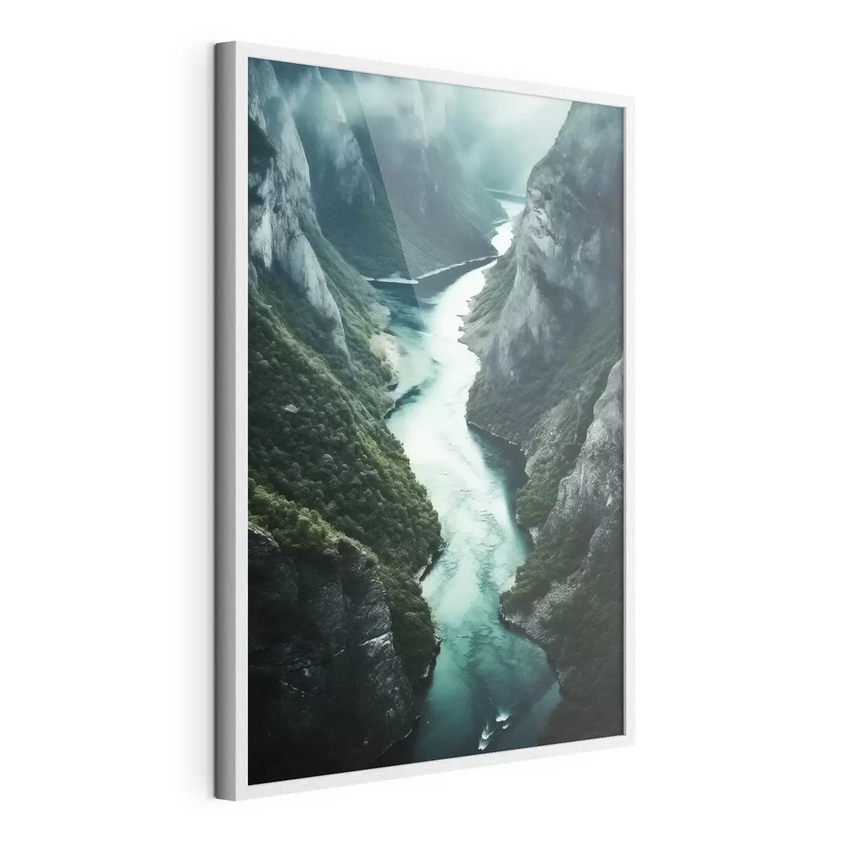 Poster Smalle kloof met een turquoise stroom van bovenaf f46522