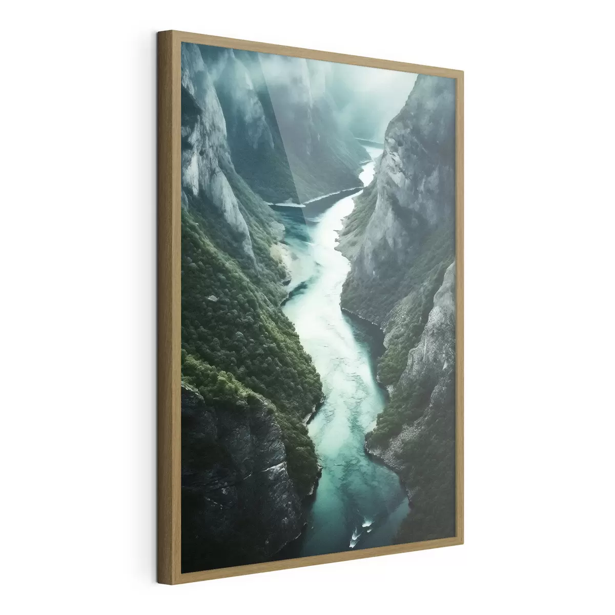 Poster Smalle kloof met een turquoise stroom van bovenaf f46522