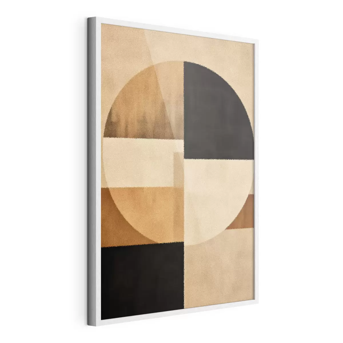 Poster Halve cirkels en vierkanten in warme tinten, zachte textuur f46531