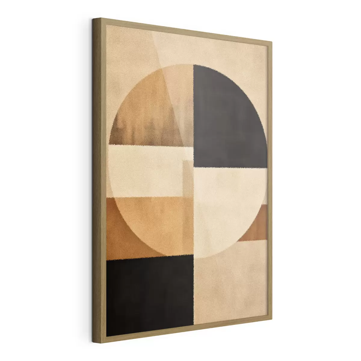 Poster Halve cirkels en vierkanten in warme tinten, zachte textuur f46531