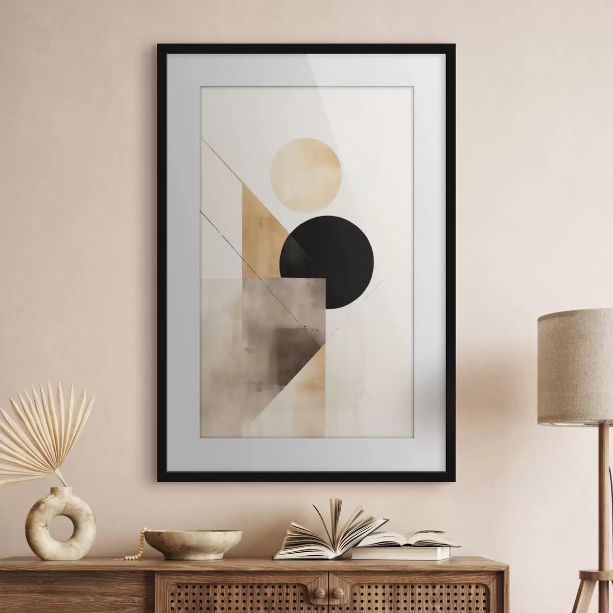 Poster Minimale compositie: cirkel, driehoek en vlakken f46532