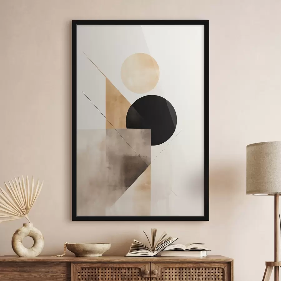 Fotobehang Minimale compositie: cirkel, driehoek en vlakken f46532