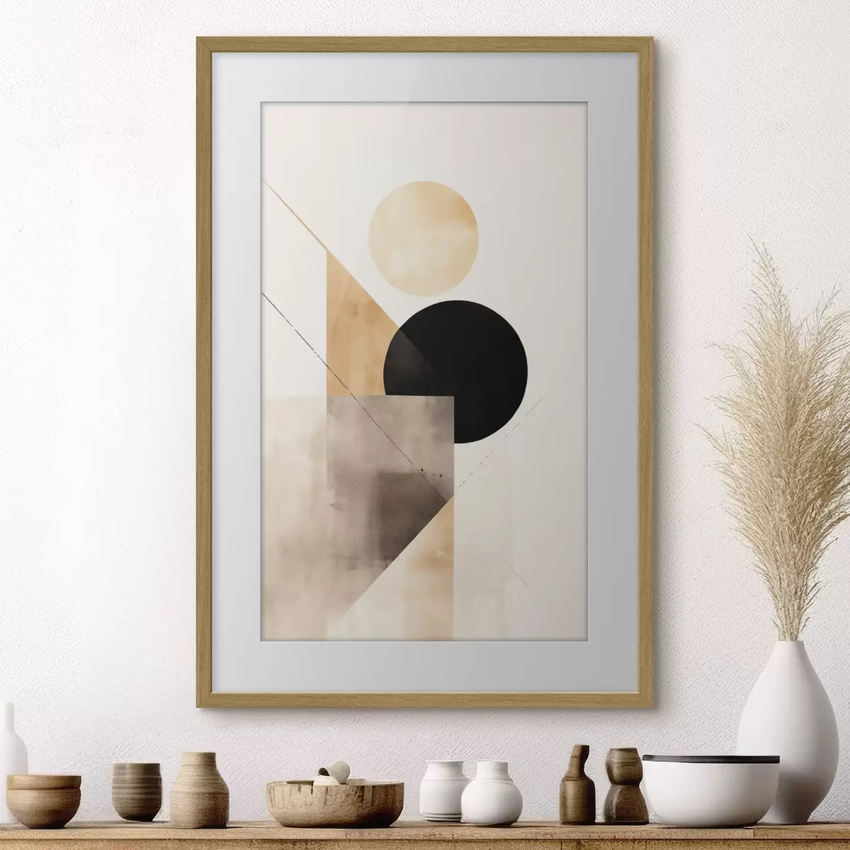 Poster Minimale compositie: cirkel, driehoek en vlakken f46532