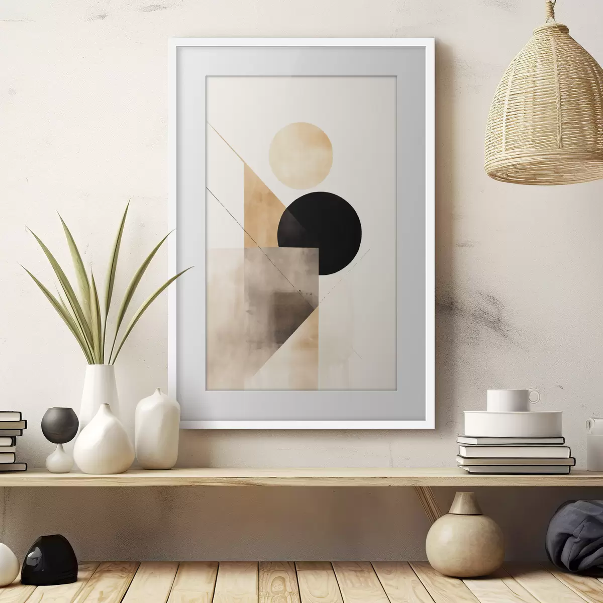Poster Minimale compositie: cirkel, driehoek en vlakken f46532