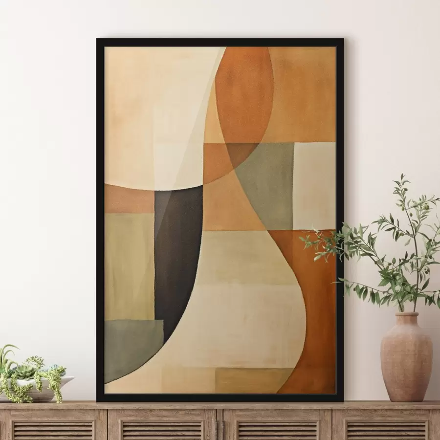 Fotobehang Zachte geometrische velden in een warm, natuurlijk kleurenpalet f46538