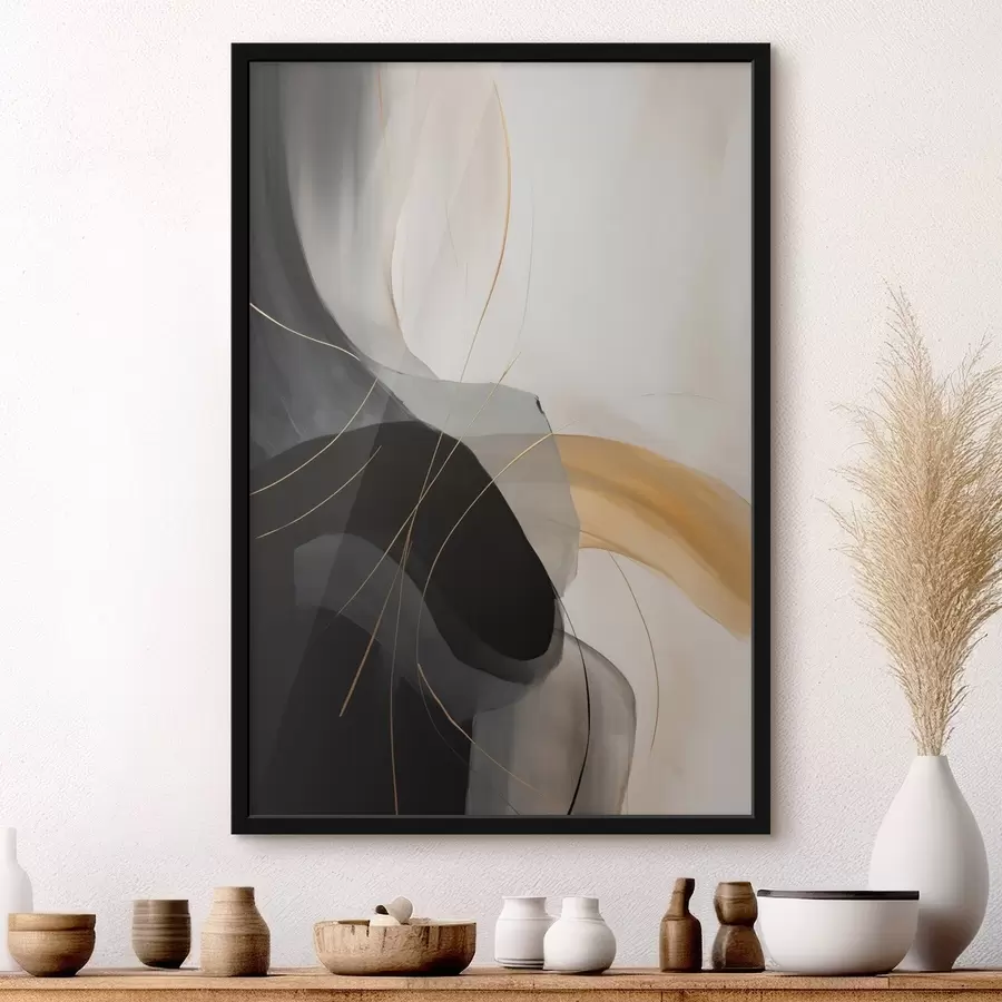 Fotobehang Zachte rondingen in zwart en beige met een warm accent f46542