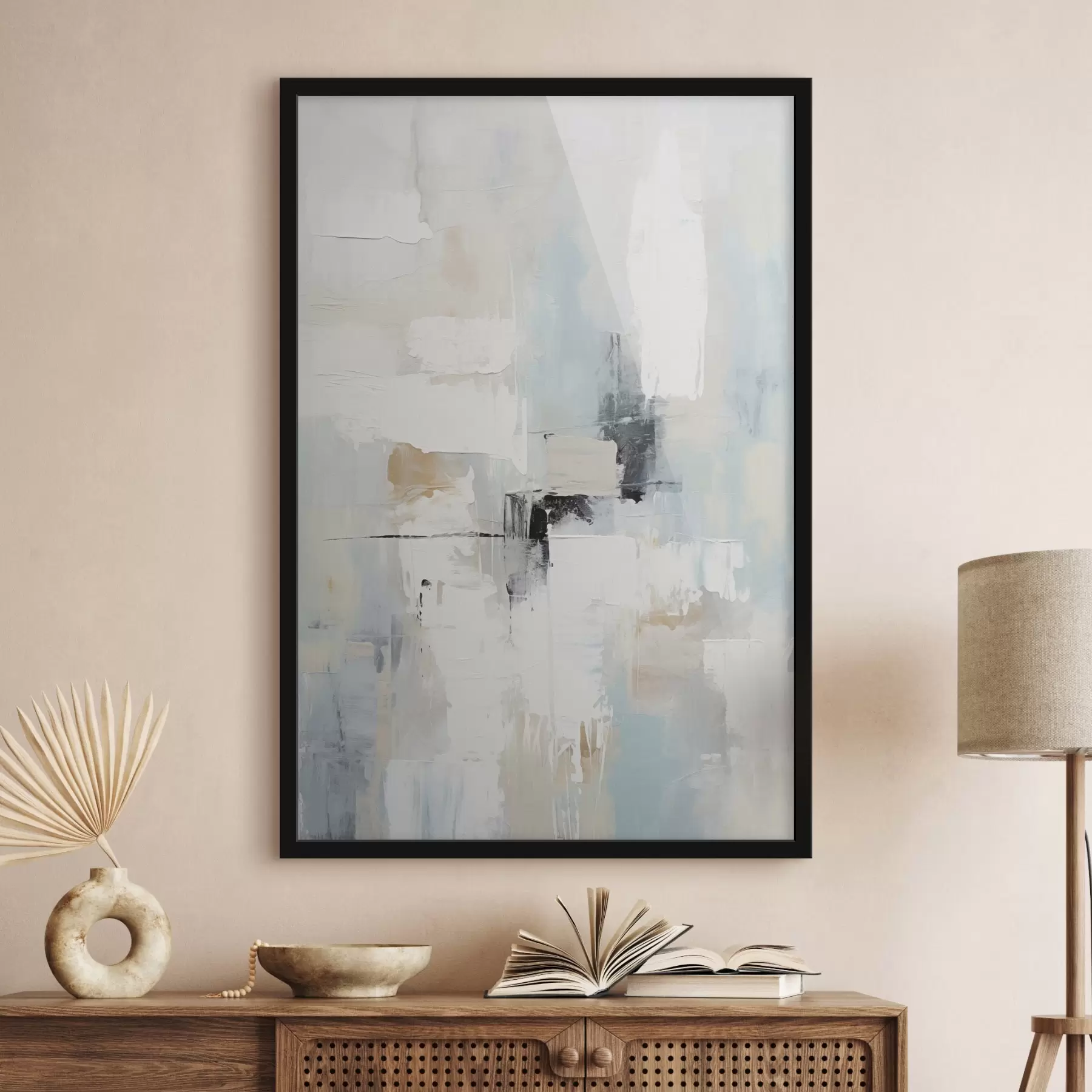 Fotobehang Lichtgekleurd abstract met een zwart accent f46548