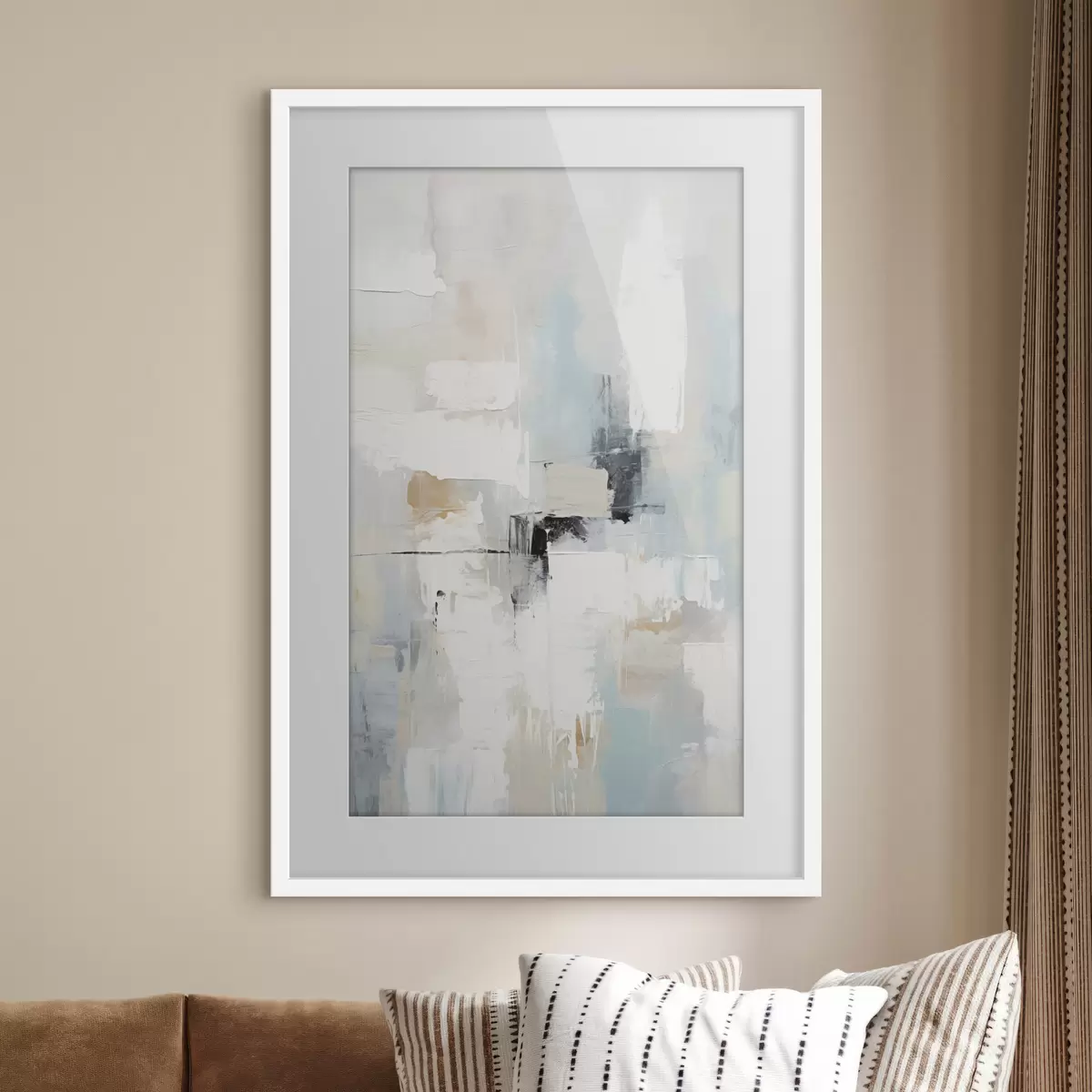 Poster Lichtgekleurd abstract met een zwart accent f46548