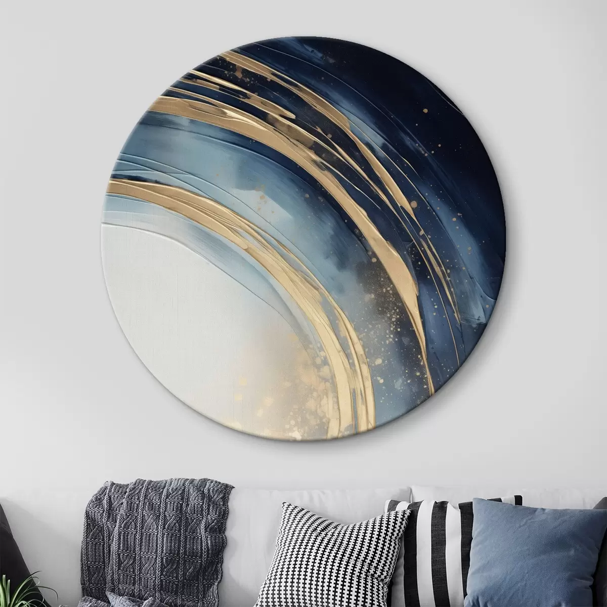 Ronde schilderijen Smalle gelaagde ringen boven bleke horizon r46489