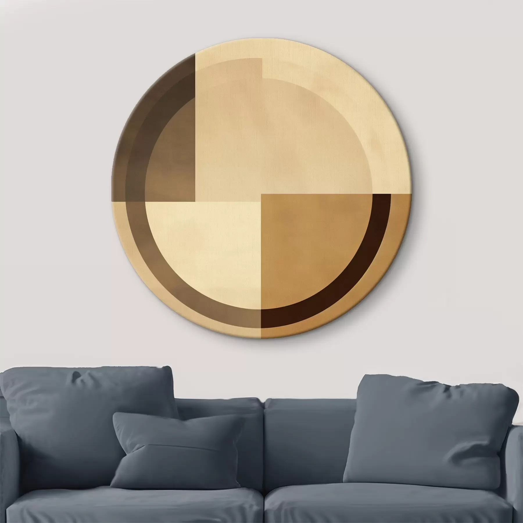  Schilderijen Gedempte vierkanten met doorschijnende ring, warm aardetintenpalet r46498