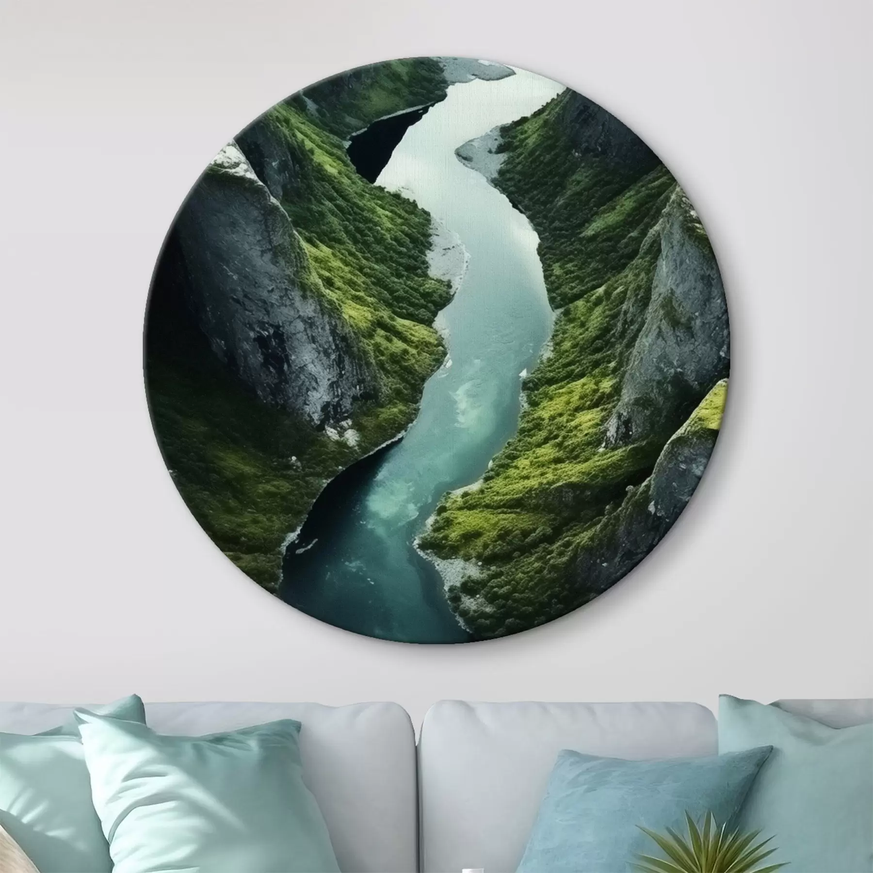  Schilderijen Kronkelende rivier tussen kliffen, luchtfoto r46521