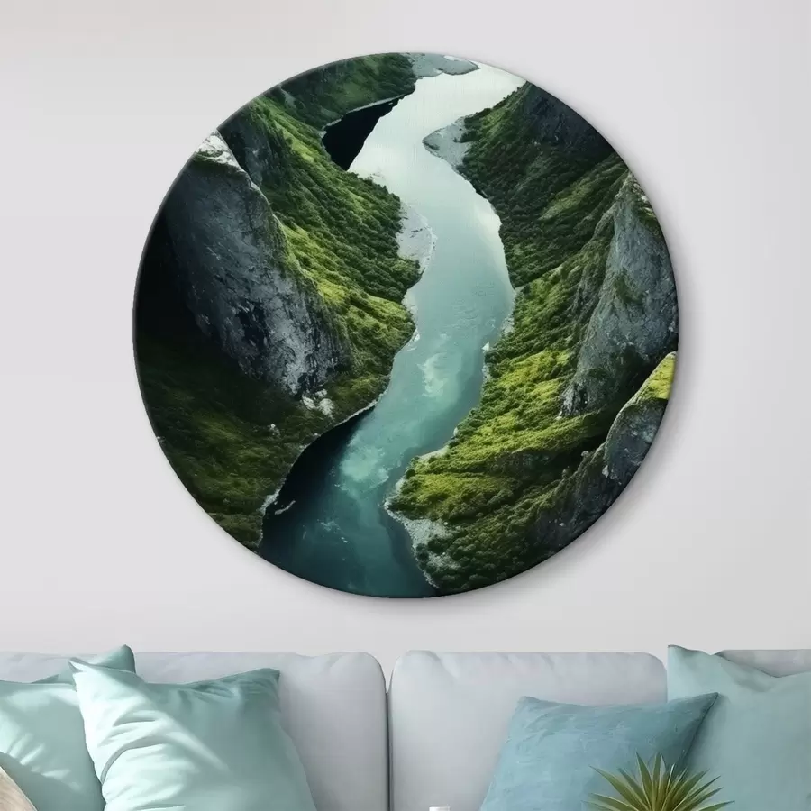  Schilderijen Kronkelende rivier tussen kliffen, luchtfoto r46521