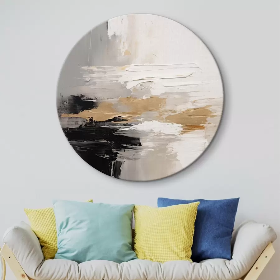  Schilderijen Naaktkleurige streken met contrasterende zwarte en okerkleurige laag r46544