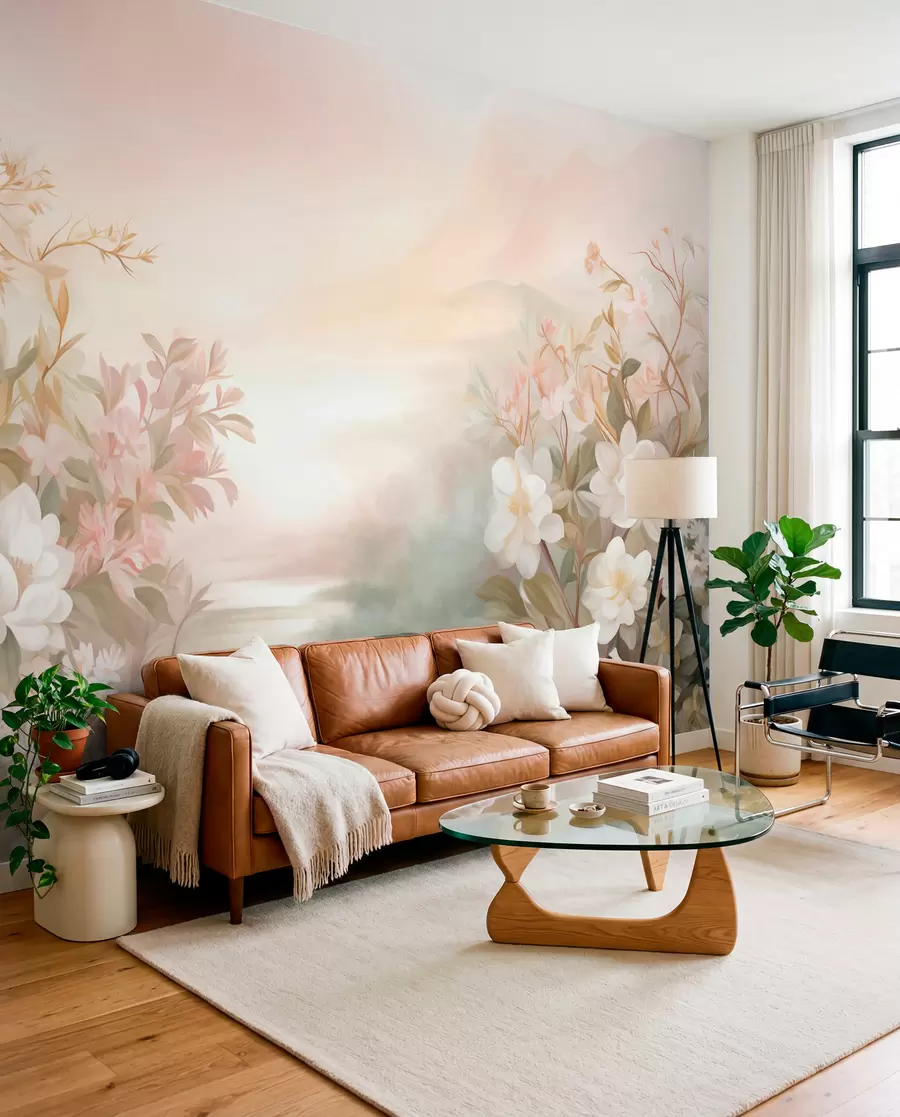 Fotobehang Rivier tussen de bloemen w09537