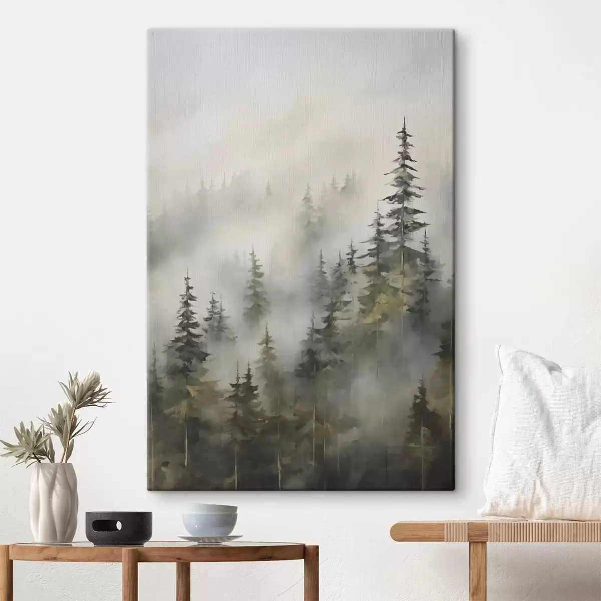  Schilderijen Bos in de mist imitatie van schilderij s46671