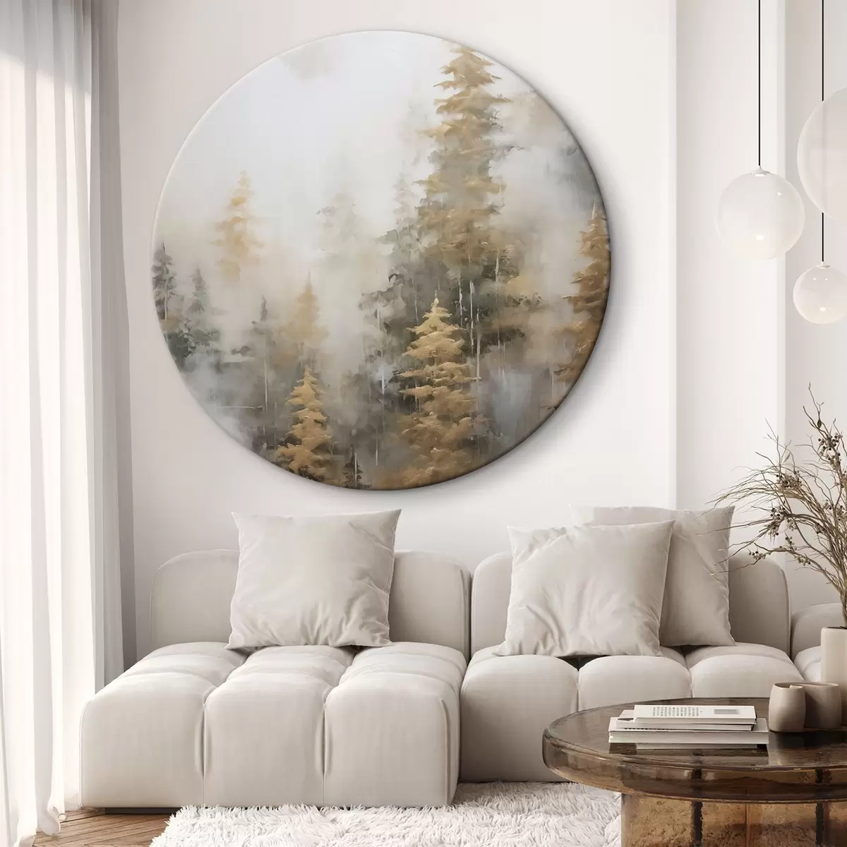 Ronde schilderijen Bosimitatie van schilderij r46672