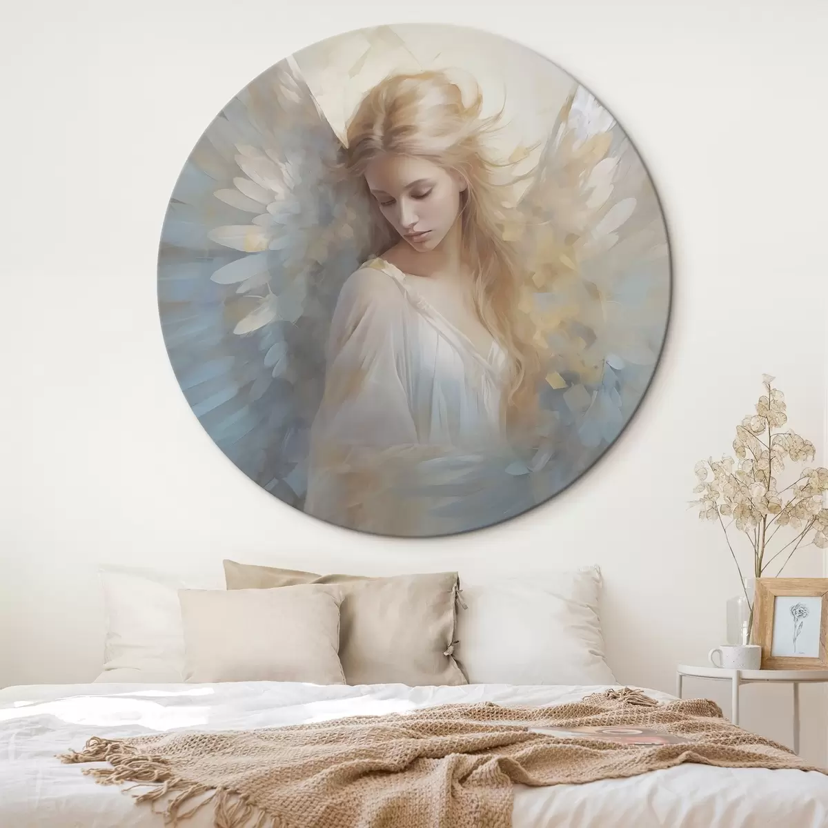 Ronde schilderijen Engel abstract schilderij imitatie r46682