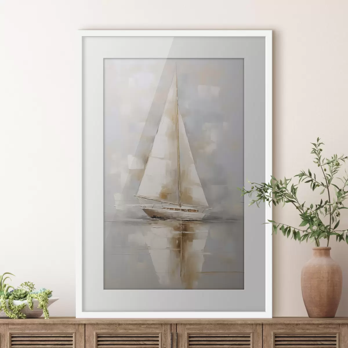 Poster Schilderij imitatie zeilboot f46677
