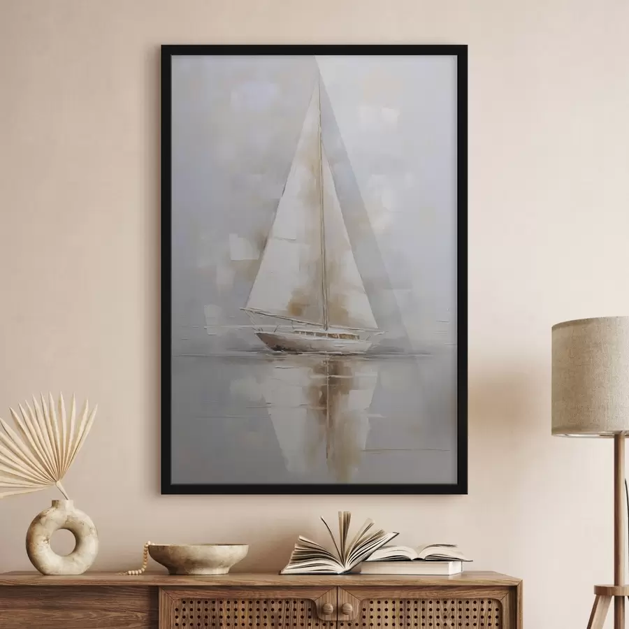 Fotobehang Schilderij imitatie zeilboot f46677