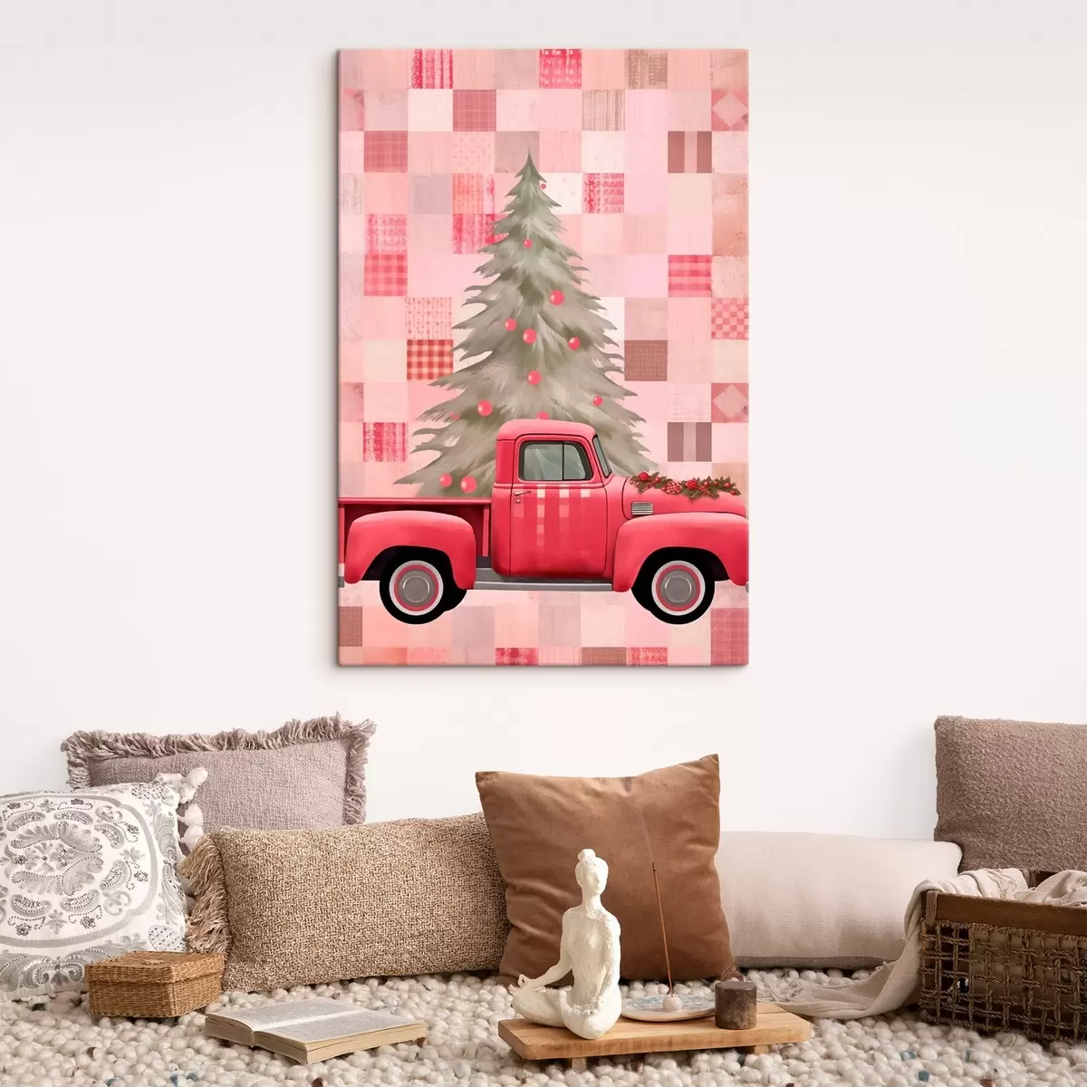  Schilderijen Retro truck met een kerstboom s46632
