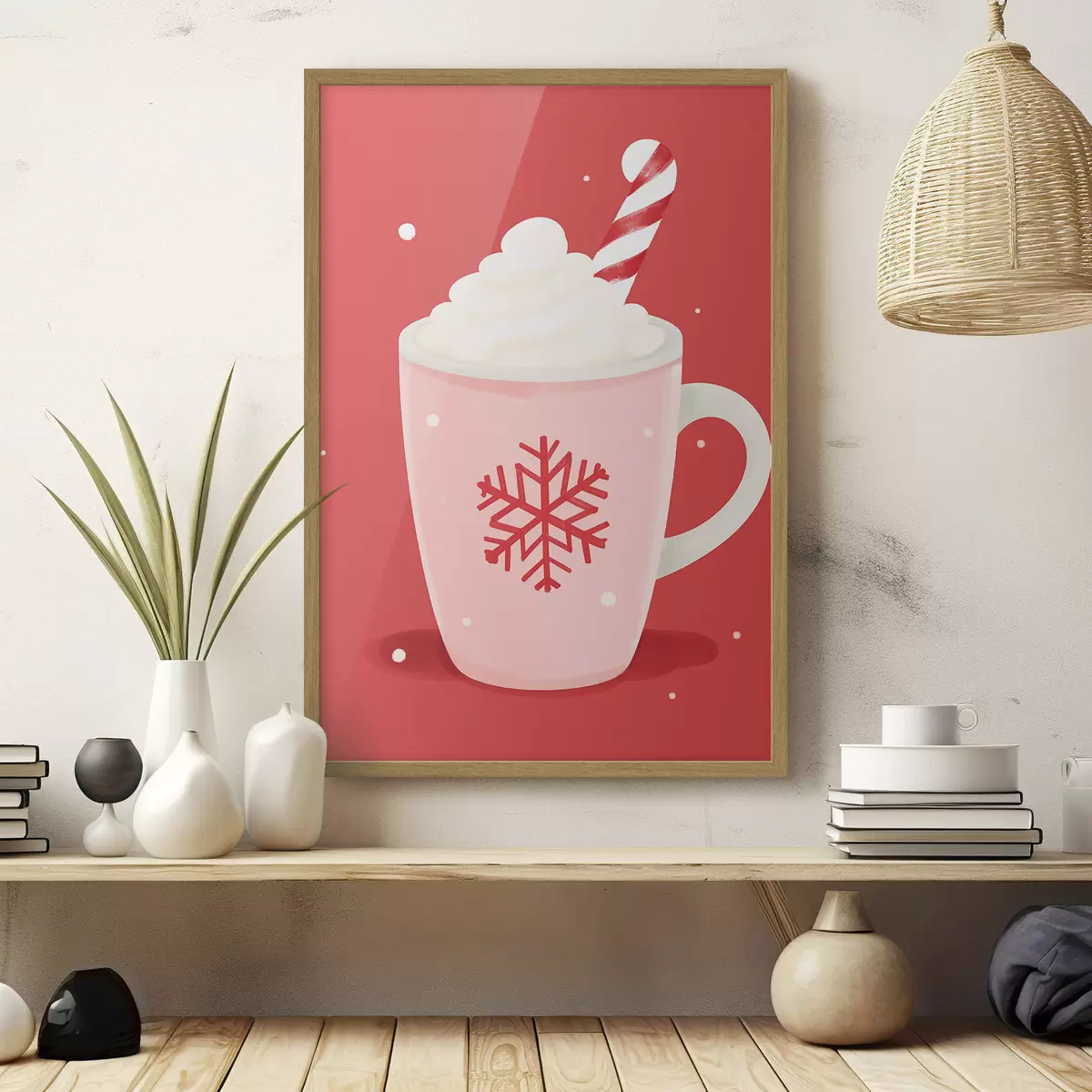 Poster Kerstcacao met slagroom en zuurstokjes f46625