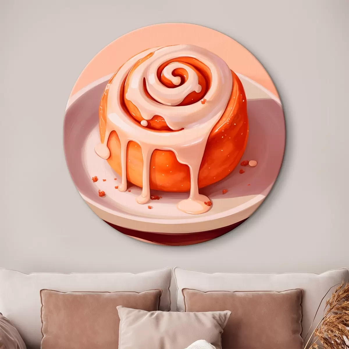 Ronde schilderijen Kaneelbroodje met roomglazuur r46624